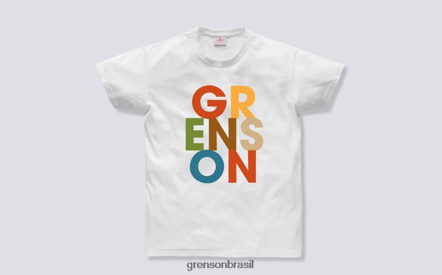 unissex Grenson branco camiseta com texto roupas 04NFHP527