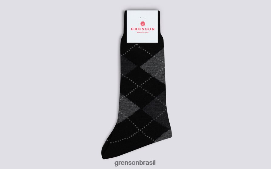 homens Grenson preto meia argyle acessórios 04NFHP451
