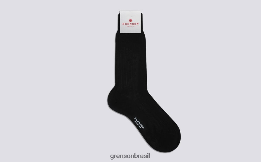 homens Grenson preto meia canelada lisa acessórios 04NFHP460