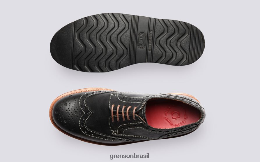 homens Grenson preto archie sapatos brogues 04NFHP115