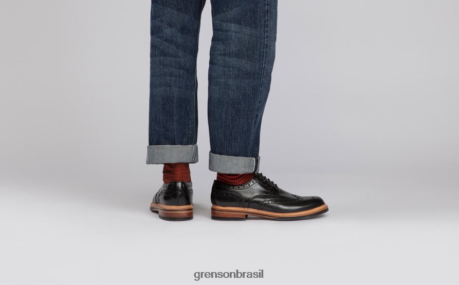 homens Grenson preto archie sapatos brogues 04NFHP117