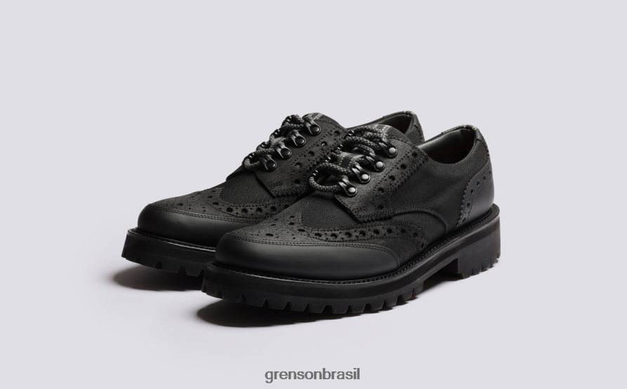 homens Grenson preto archie tech sapatos brogues 04NFHP108
