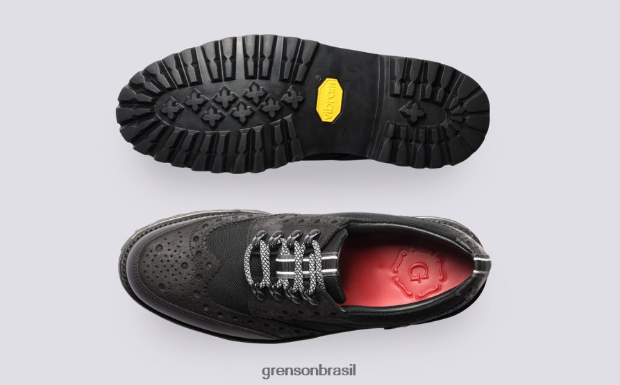 homens Grenson preto archie tech sapatos brogues 04NFHP108