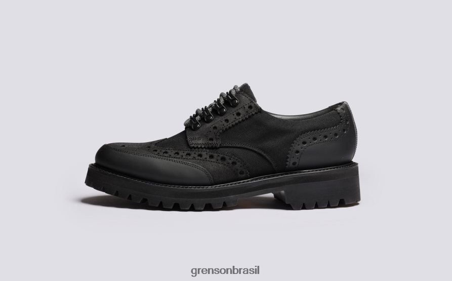 homens Grenson preto archie tech sapatos brogues 04NFHP108