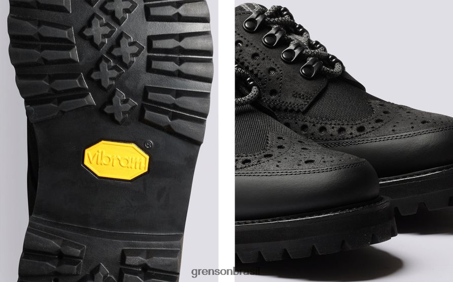 homens Grenson preto archie tech sapatos brogues 04NFHP108