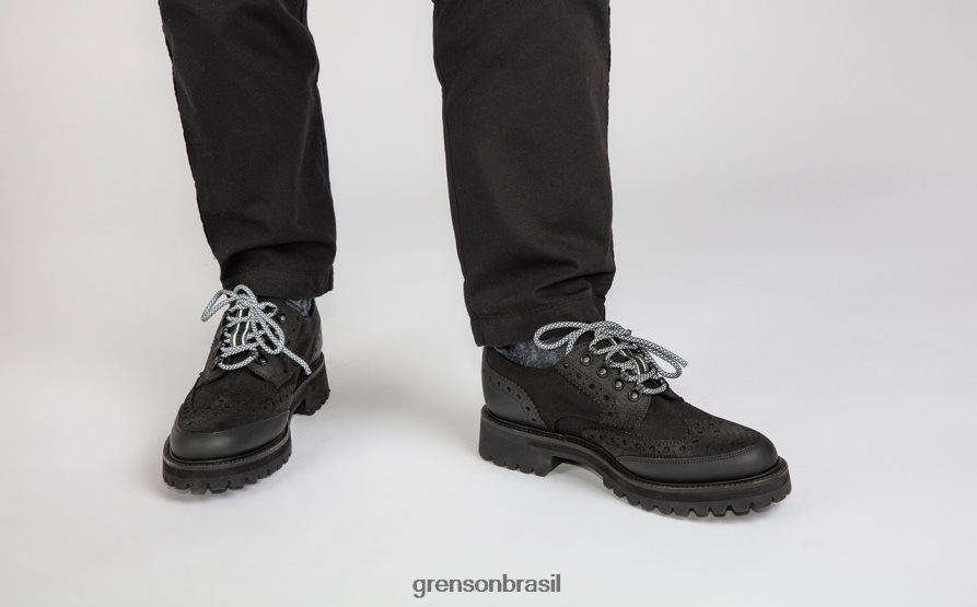homens Grenson preto archie tech sapatos brogues 04NFHP108