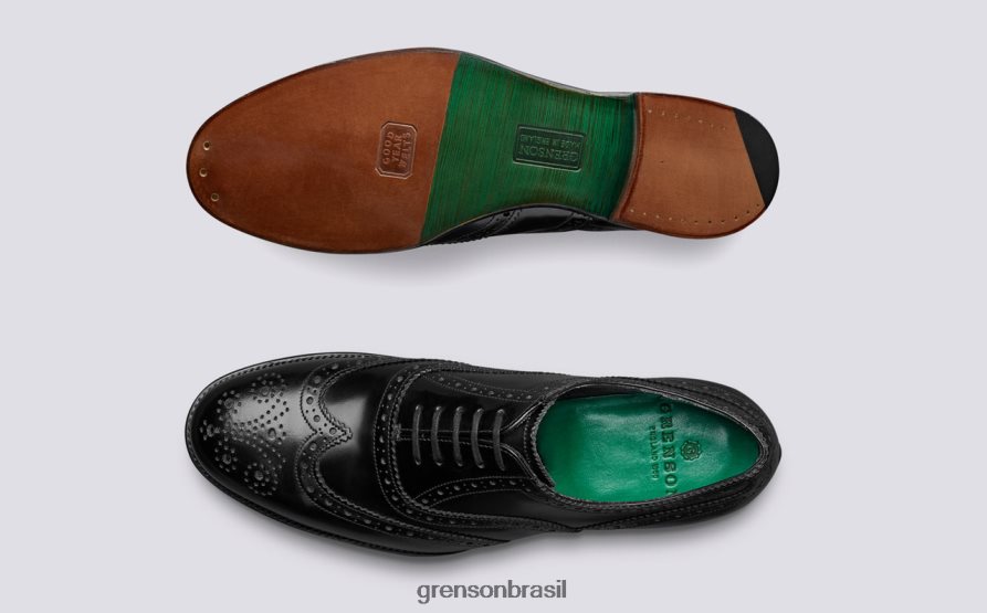 homens Grenson preto/jade grade sapatos brogues 04NFHP125