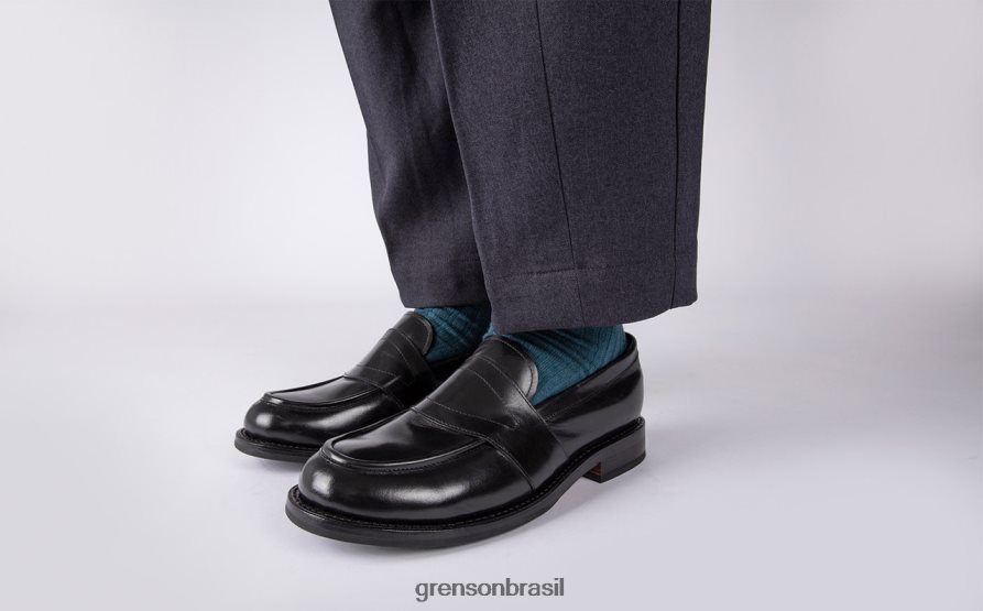 homens Grenson preto Ernie mocassins 04NFHP144