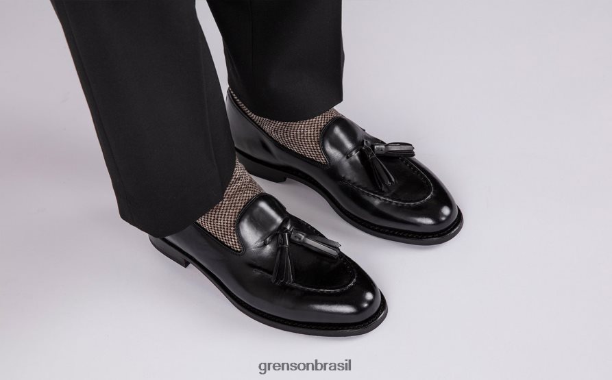 homens Grenson preto merle mocassins 04NFHP141