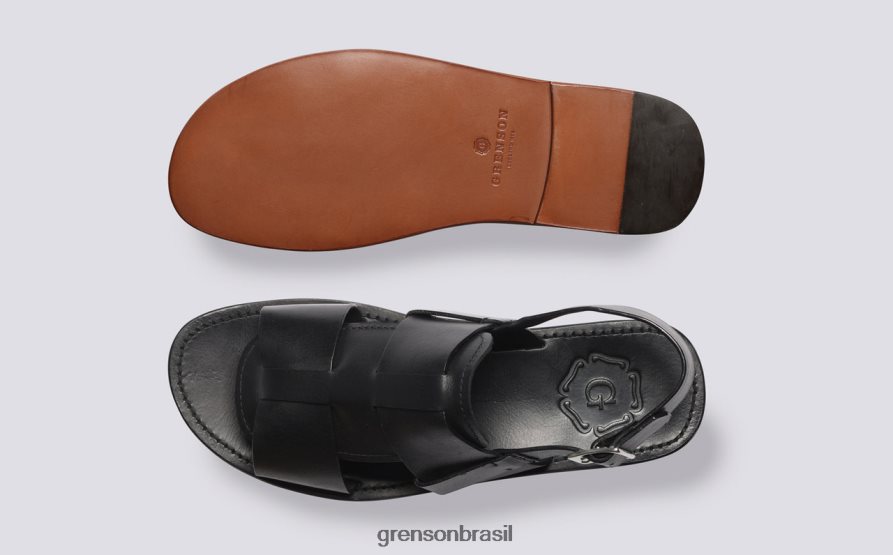 homens Grenson preto Wiley 3 sandálias 04NFHP228