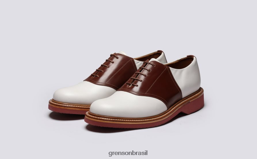 homens Grenson branco/castanho Bellamy sapatos de derby 04NFHP148
