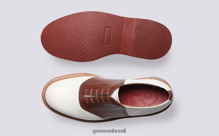 homens Grenson branco/castanho Bellamy sapatos de derby 04NFHP148