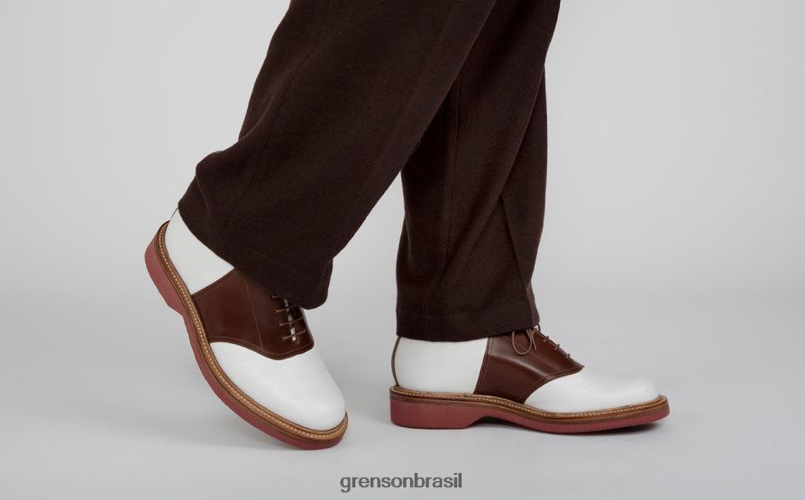 homens Grenson branco/castanho Bellamy sapatos de derby 04NFHP148