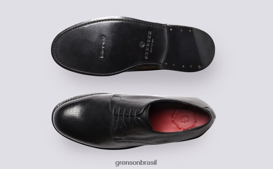 homens Grenson preto curto sapatos de derby 04NFHP146