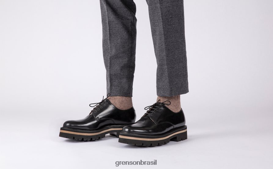 homens Grenson preto curto sapatos de derby 04NFHP160