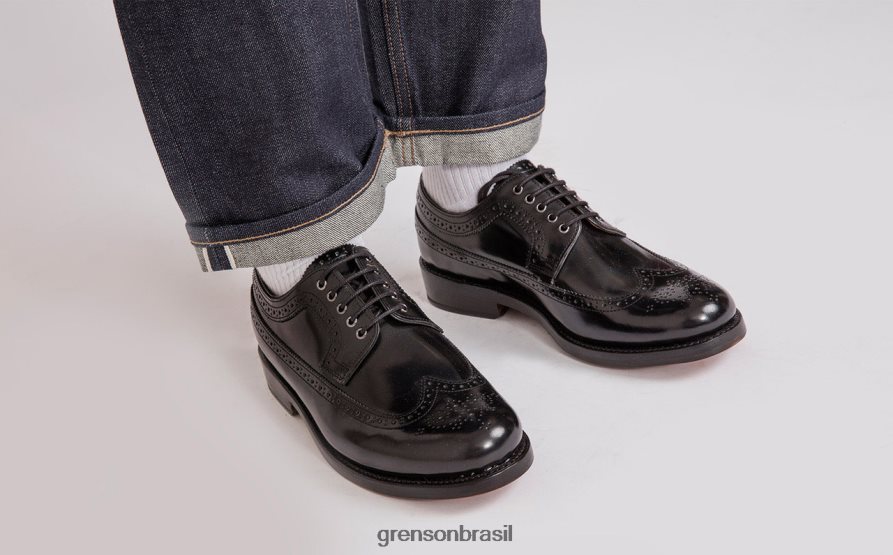 homens Grenson preto sid sapatos formais 04NFHP102
