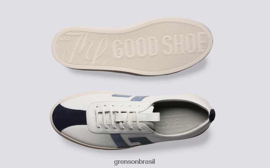 homens Grenson Branco azul tênis 67 tênis 04NFHP197