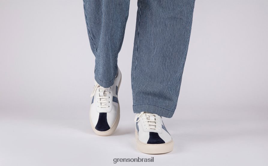 homens Grenson Branco azul tênis 67 tênis 04NFHP197
