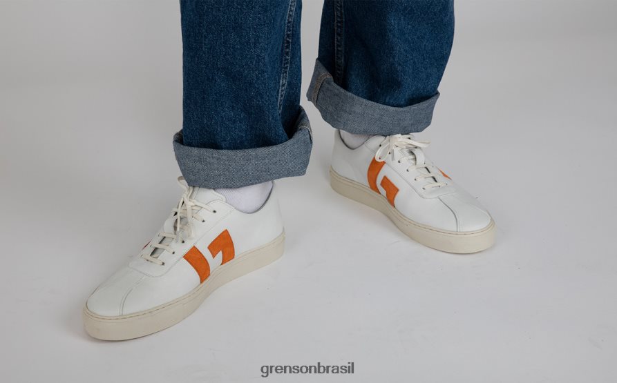 homens Grenson branco/laranja tênis 67 tênis 04NFHP198