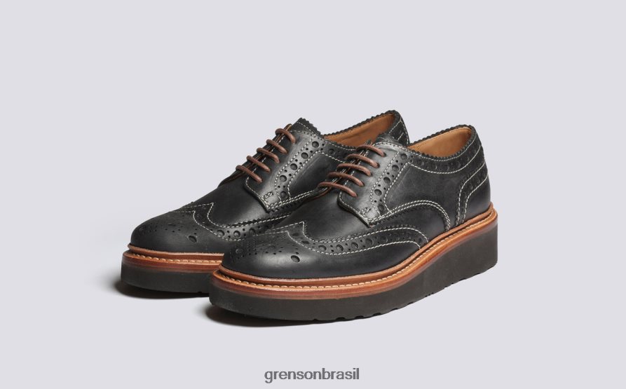 mulheres Grenson preto ava sapatos brogues 04NFHP331
