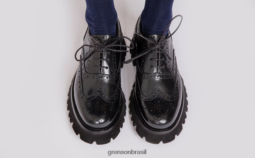 mulheres Grenson preto rosa sapatos brogues 04NFHP334