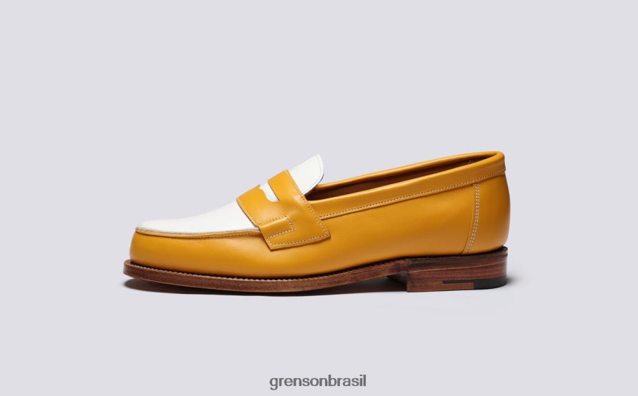 mulheres Grenson Branco amarelado epsom mocassins 04NFHP236