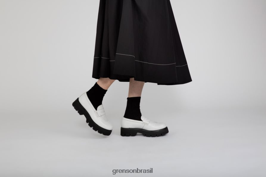 mulheres Grenson branco chapéu mocassins 04NFHP242