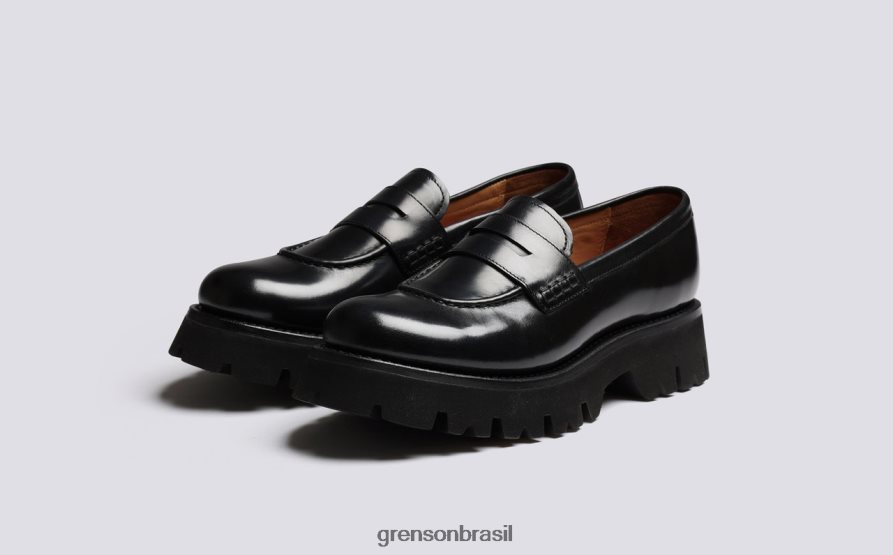 mulheres Grenson preto chapéu mocassins 04NFHP243