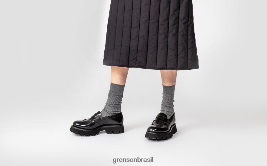 mulheres Grenson preto chapéu mocassins 04NFHP243