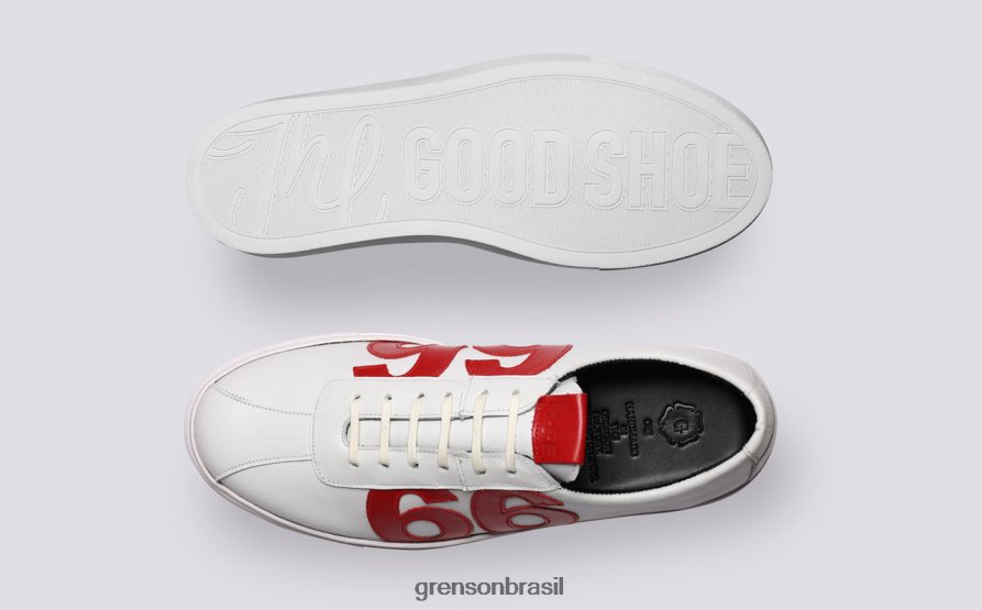 mulheres Grenson branco/vermelho i.e. '66' tênis 04NFHP336